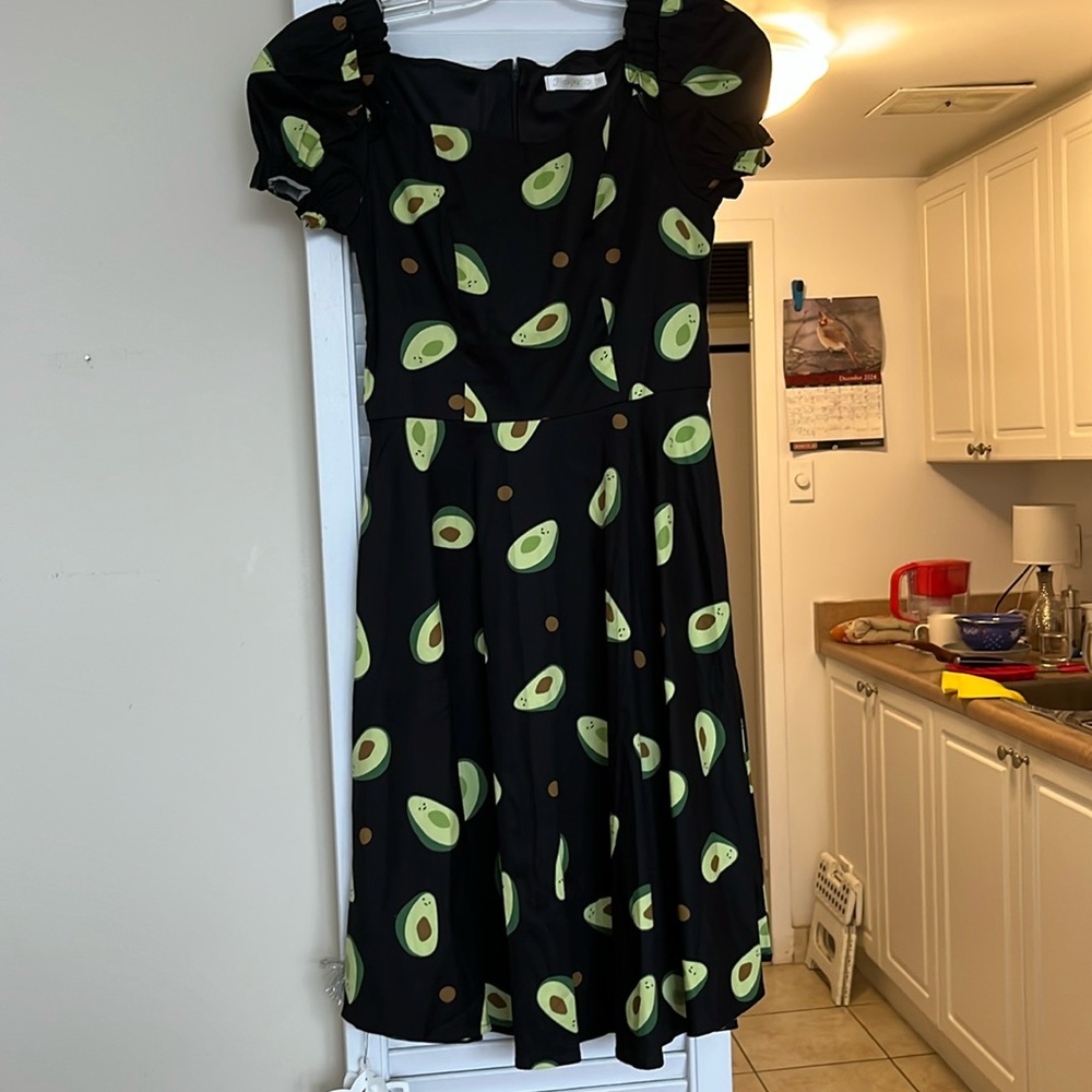 Hanpceirs 1950s Retro Vintage Cocktail Swing Avocado Print Dress 👗